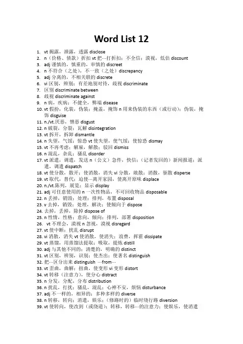 英语六级词汇Word List 