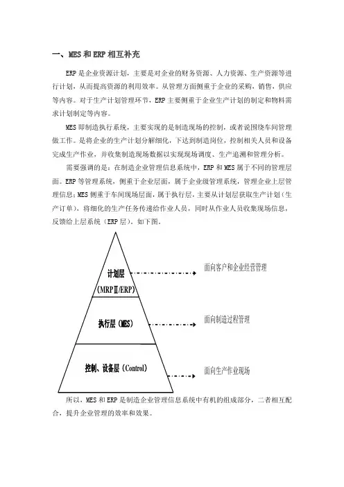 MES和ERP关系