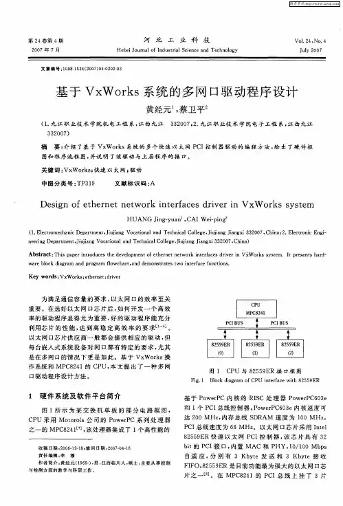 基于VxWorks系统的多网口驱动程序设计