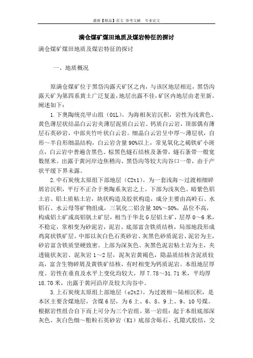 满仓煤矿煤田地质及煤岩特征的探讨