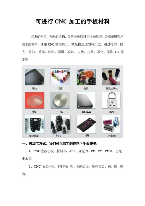 可进行CNC加工的手板材料