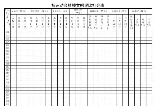 校运动会精神文明评比打分表