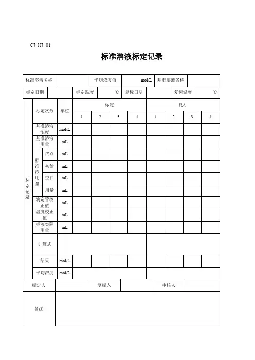 溶液配制、使用记录