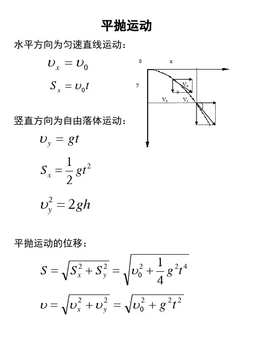 平抛运动公式