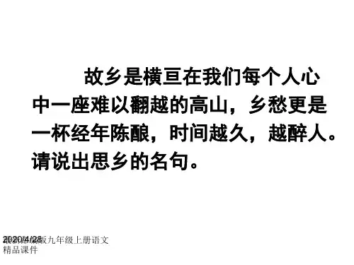最新部编版九年级上册语文精品课件《故乡》