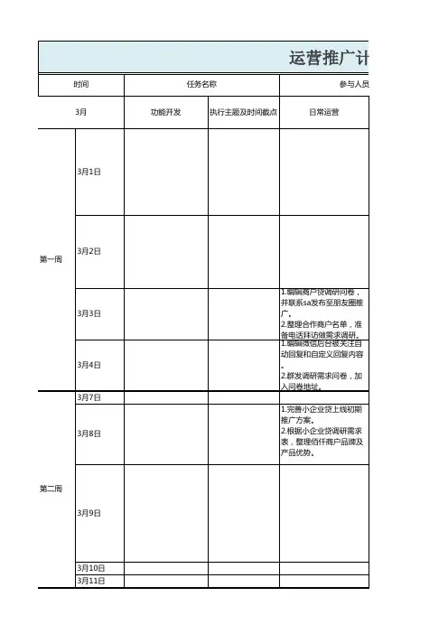 运营推广计划表