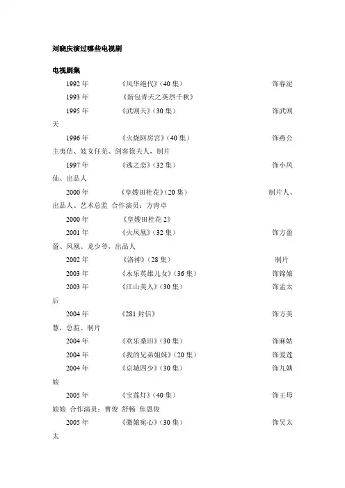 刘晓庆演过哪些电视剧