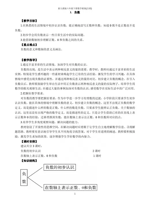 新人教版六年级下册数学教案(全册)