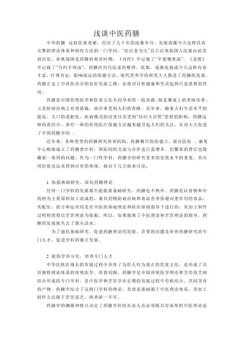 中医药膳学论文