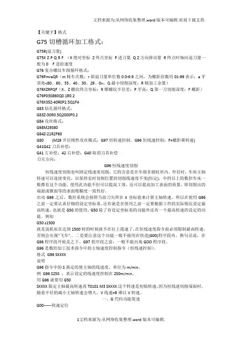 【格式】FANUC数控车床常用指令