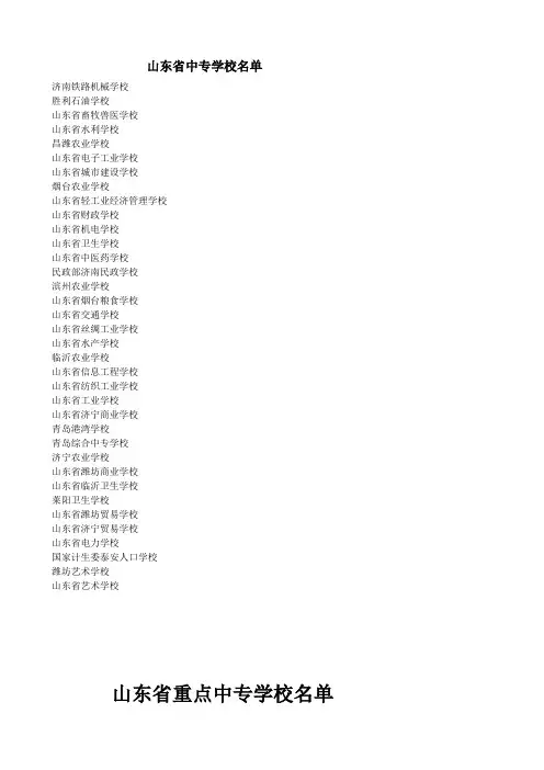 山东省中专学校名单