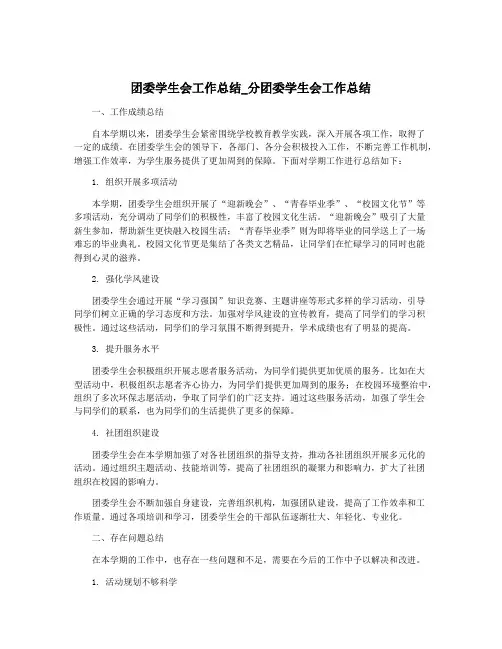 团委学生会工作总结_分团委学生会工作总结