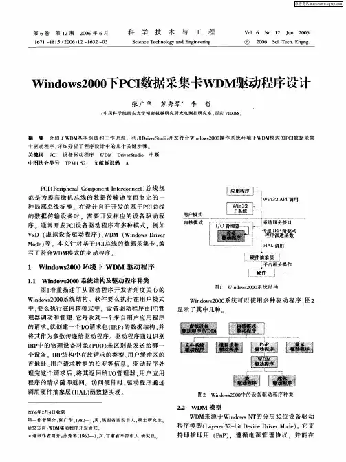 Windows2000下PCI数据采集卡WDM驱动程序设计
