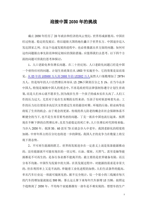 2030年的挑战