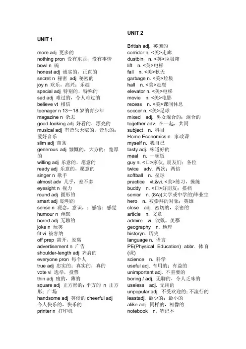 苏教版英语8A单词表