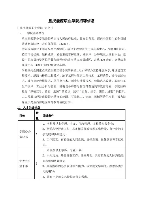 重庆能源职业学院 简介