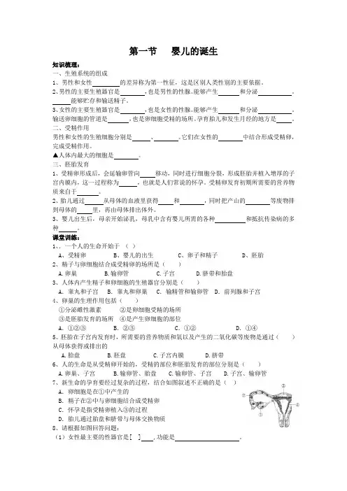 济南版生物八上第一节   婴儿的诞生