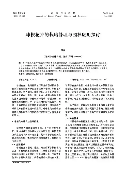 球根花卉的栽培管理与园林应用探讨