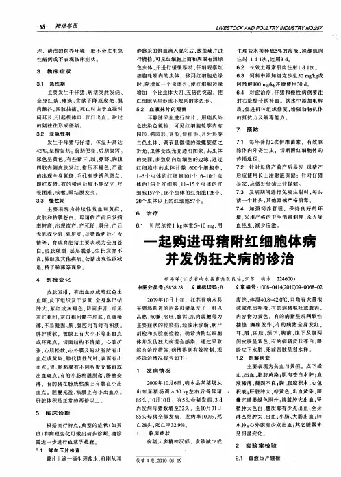 一起购进母猪附红细胞体病并发伪狂犬病的诊治