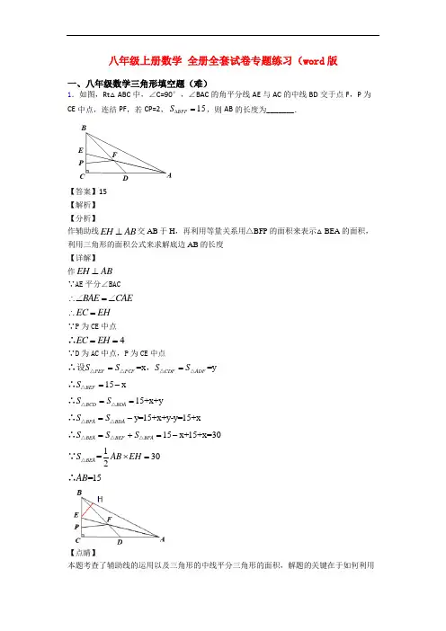 八年级上册数学 全册全套试卷专题练习(word版