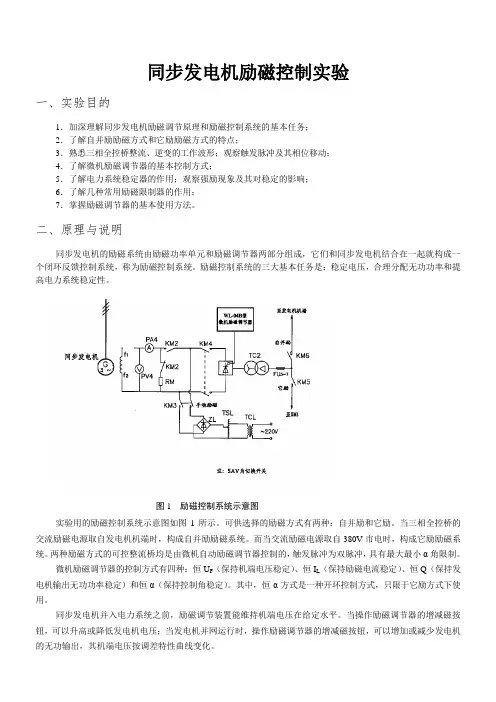 同步发电机励磁控制实验