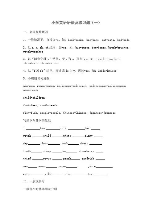 小学英语语法及练习题