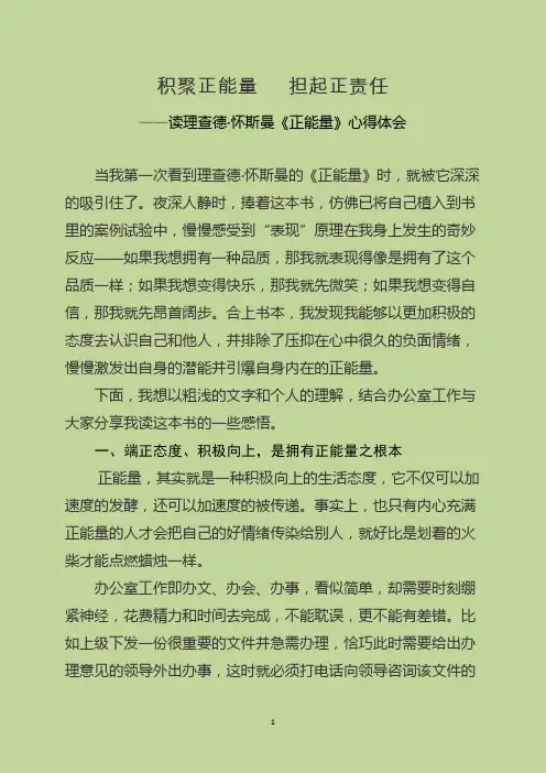 《正能量》心得体会