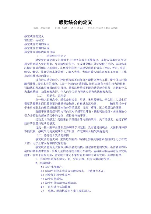 感觉统合的定义