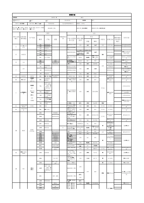 产品控制计划--表格模板