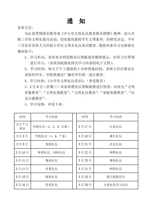 小学生文明礼仪常识