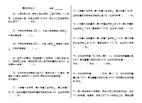 小学数学总复习  提优作业二