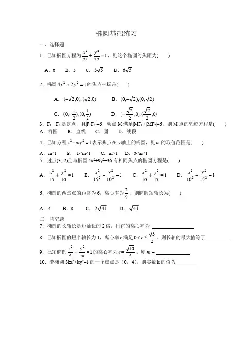 椭圆的基础练习