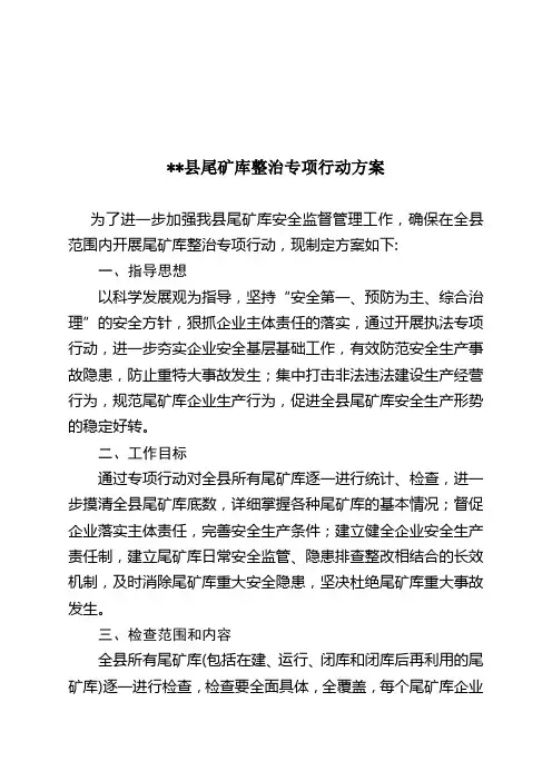 尾矿库整治专项行动方案