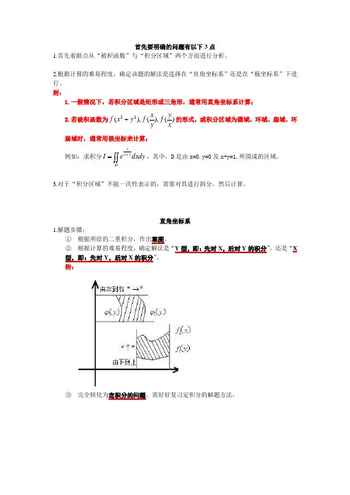 专转本——二重积分的一般算法——“直角坐标系”、“极坐标系”