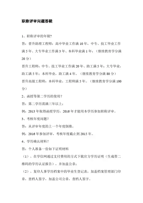 2016职称评审新规及问题答疑