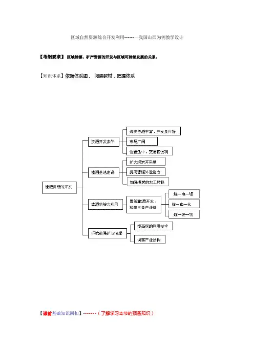 区域自然资源综合开发利用------一我国山西为例教学设计