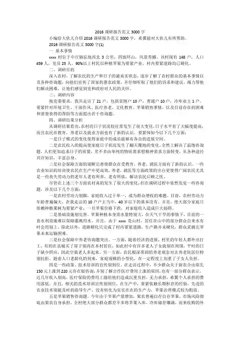 调研报告范文3000字