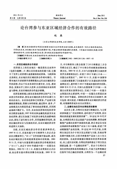论台湾参与东亚区域经济合作的有效路径