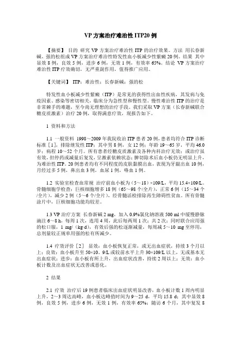 VP方案治疗难治性ITP20例