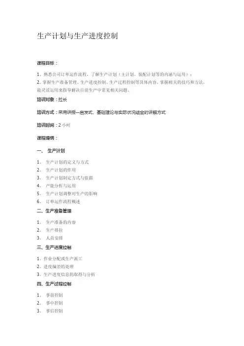 生产计划与生产进度控制