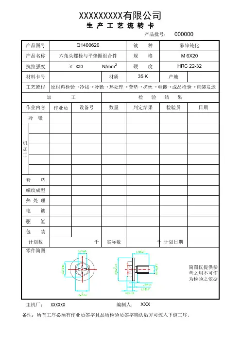 紧固件工艺流程卡