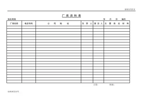 【实用表格模板】厂商资料表