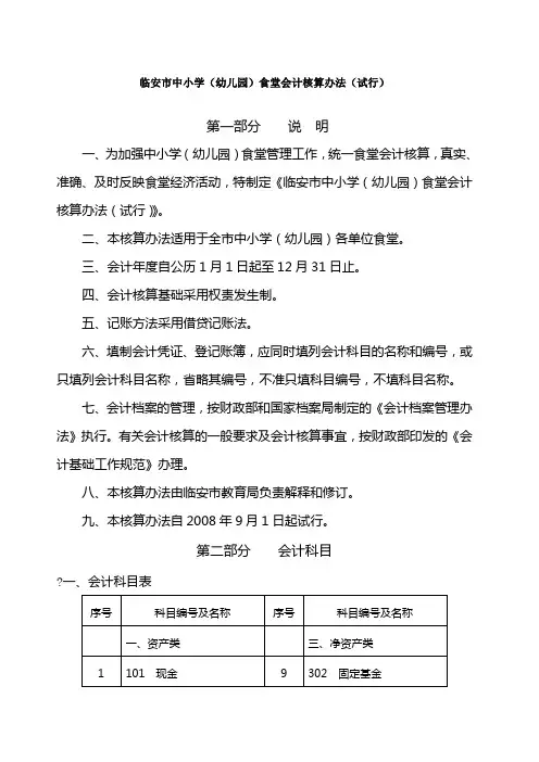 幼儿园食堂会计核算办法 2