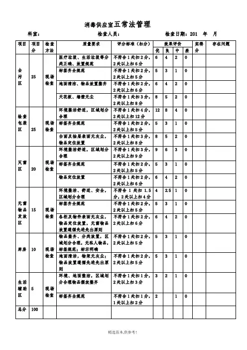 消毒供应室五常法管理