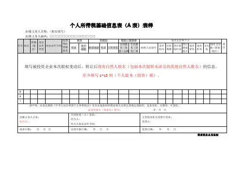 个人所得税基础信息表(A表)(样表)