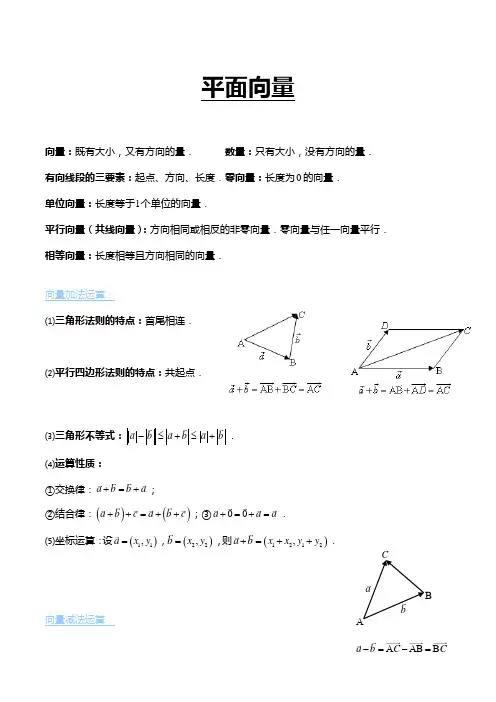 平面向量公式