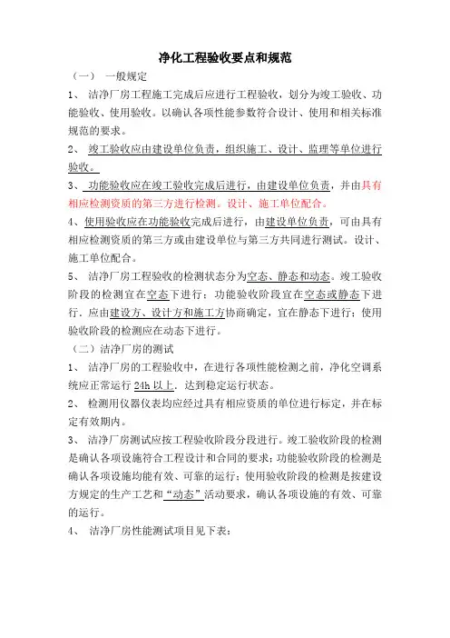 洁净厂房验收要点