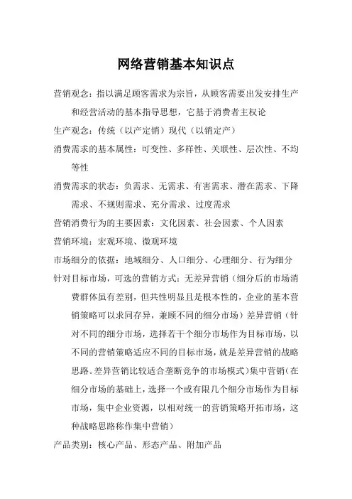 《网络营销》基本知识点