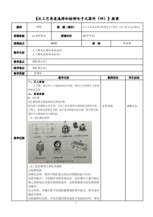 电子产品制造工艺电子教案第2章 从工艺角度选择和检测电子元器件(四)