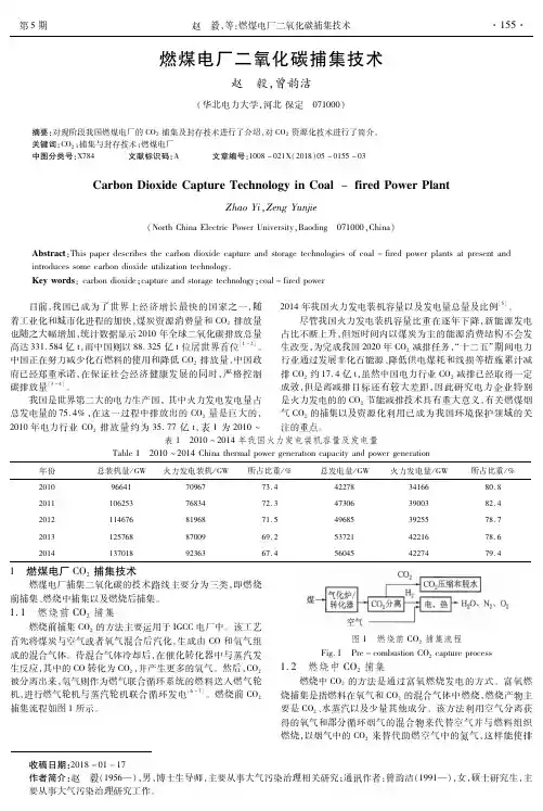 燃煤电厂二氧化碳捕集技术